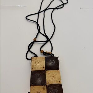 Wooden Pendant Necklace with Black Cord